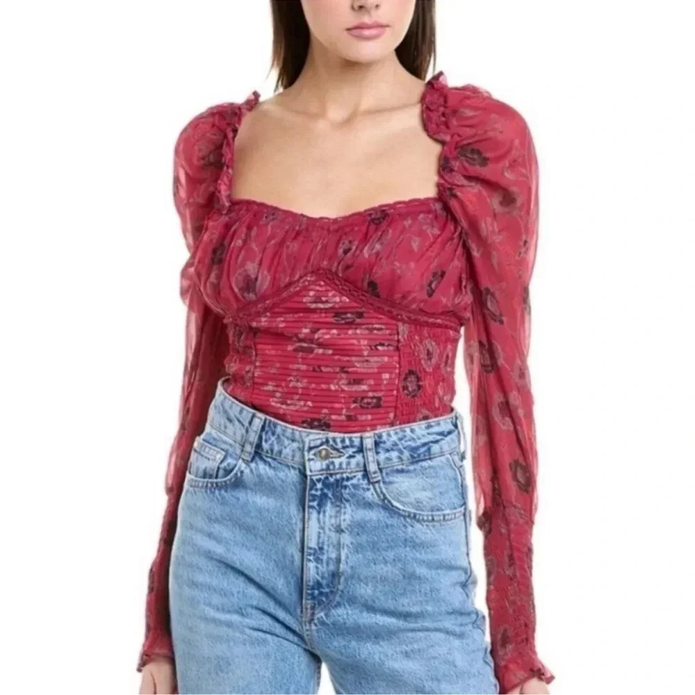 Free People Brunch Date Floral Bodysuit // Size Small